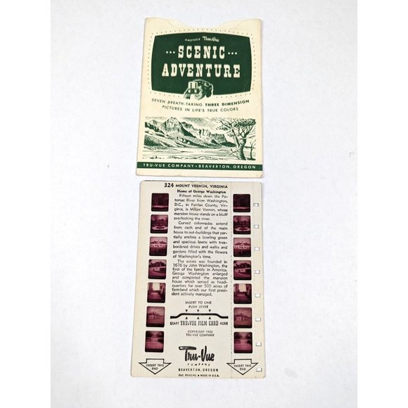 American Vintage Other - Vintage Tru Vue‎ Tru-Vue Film Card Mount Vernon Virginia George Washington 324